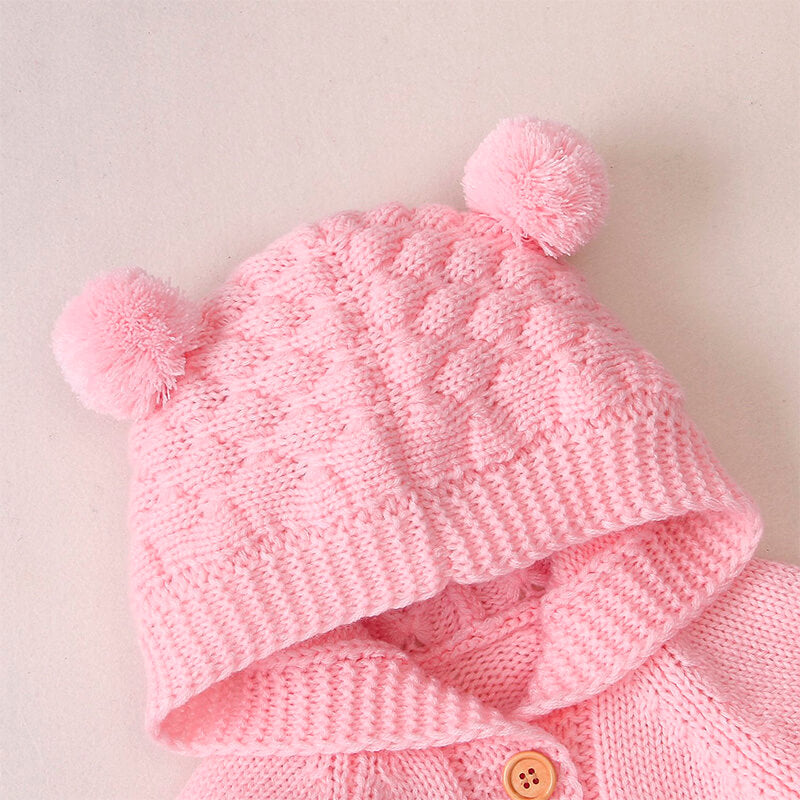 Strickoverall mit Bärenohren für Babys, Langarm, Warm