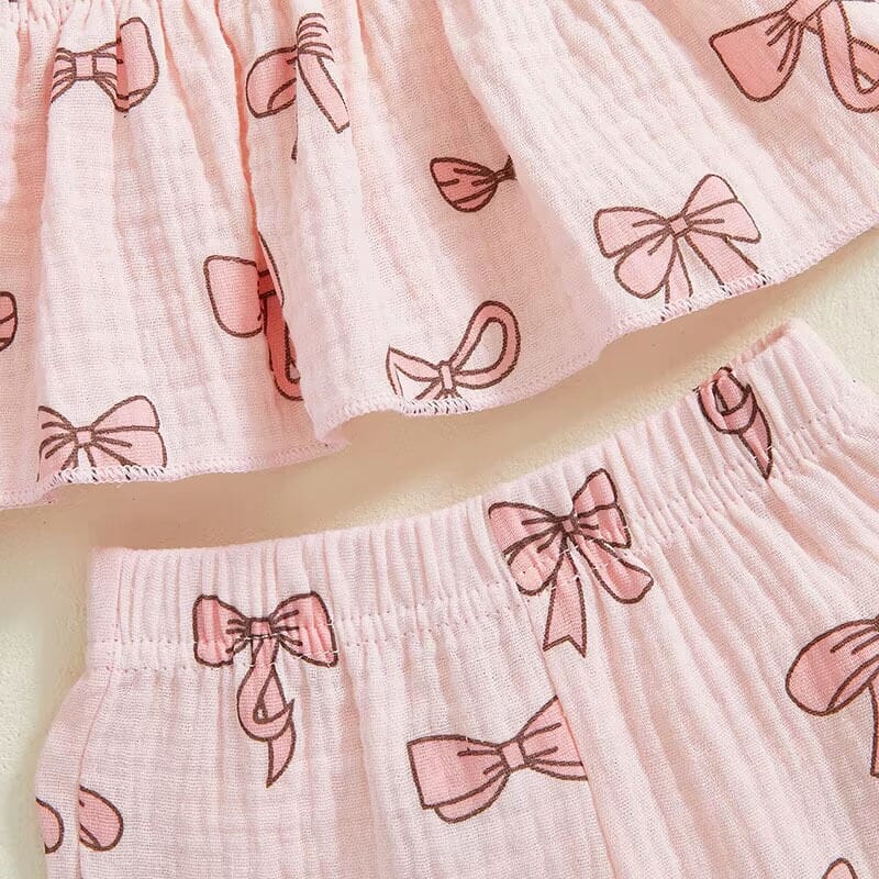 Ärmelloses Bows Smocked Träger Set für Kleinkinder