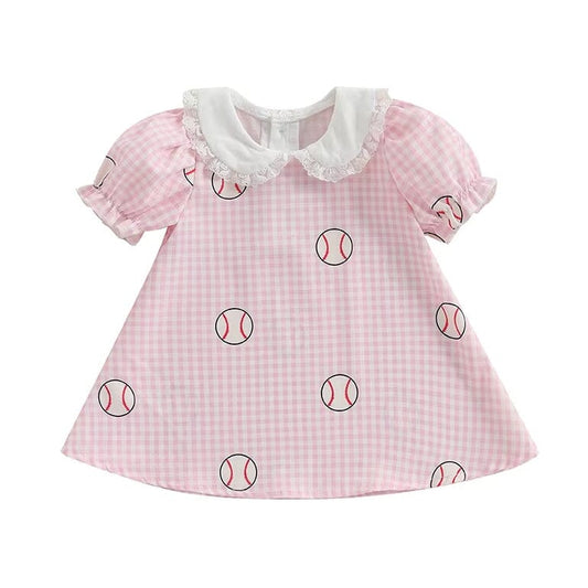 Puffärmel Pink Karierter Baseball Set für Kleinkinder
