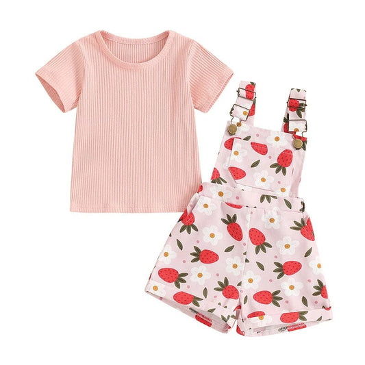 Erdbeer Gänseblümchen Latz Set für Kleinkinder Mädchen