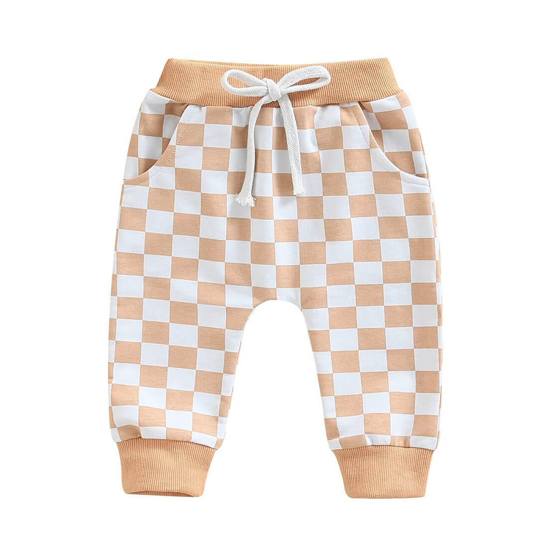 Beige Karierte Babyhose für Jungen und Mädchen