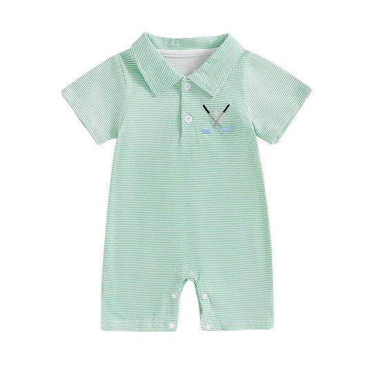 Kurzarm Gestreifter Golf Baby Overall für Jungen