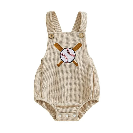Ärmelloser Baseball Waffel Babystrampler für Jungen und Mädchen