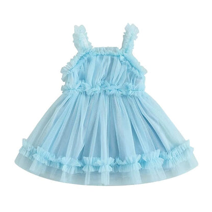 Ärmelloses Tüllkleid für Kleinkinder in 4 Farben