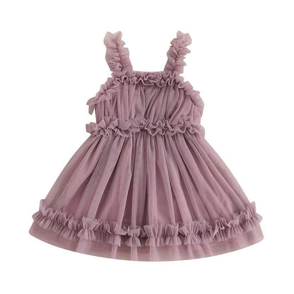 Ärmelloses Tüllkleid für Kleinkinder in 4 Farben