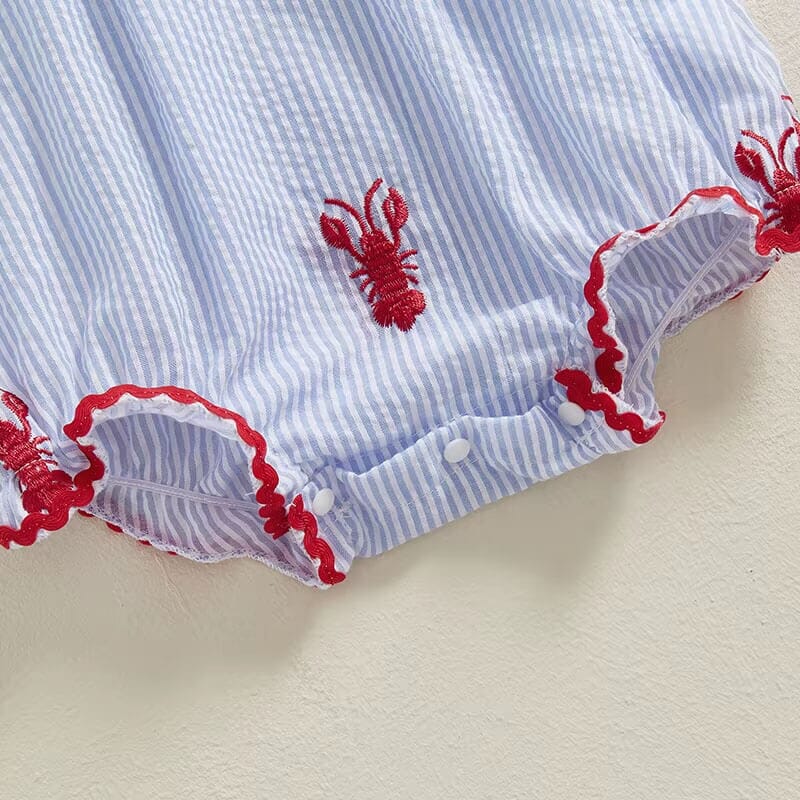 Smocked Lobster Baby Romper für Mädchen mit Rüsche