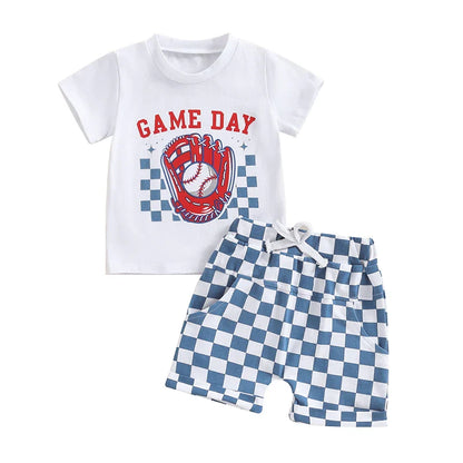 Checkered Baseball Baby Set für Jungen, T-Shirt und Shorts
